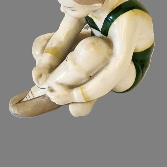 Hungarian Budapest Aquincum Two Boys sitting tying their shoe laces 4 1/2 inc - Picture 2 of 6